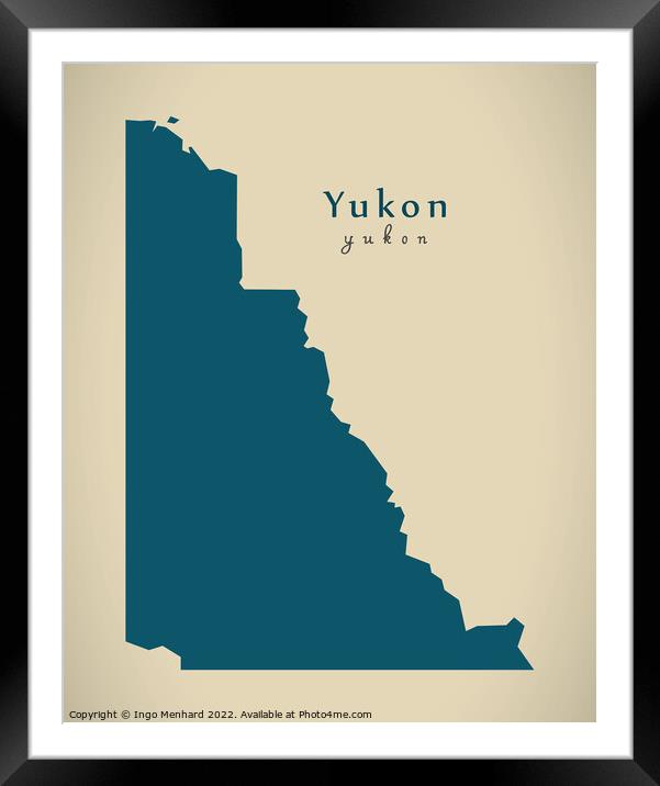 Modern Map - Yukon CA Framed Mounted Print by Ingo Menhard