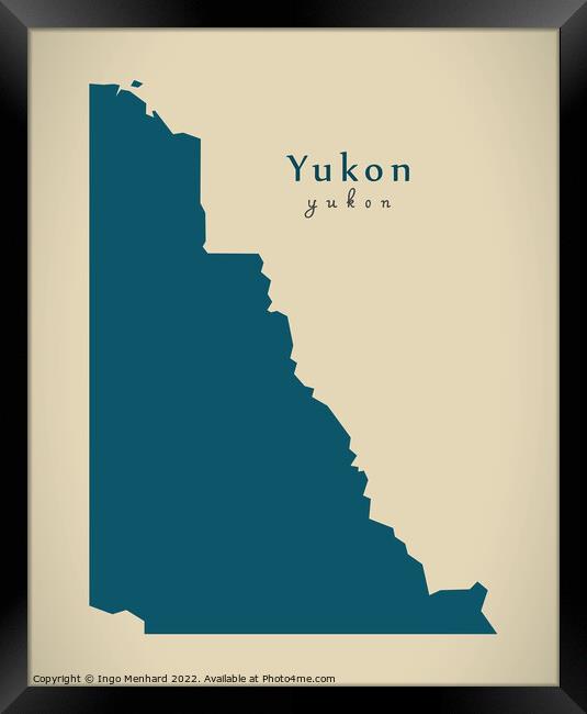 Modern Map - Yukon CA Framed Print by Ingo Menhard