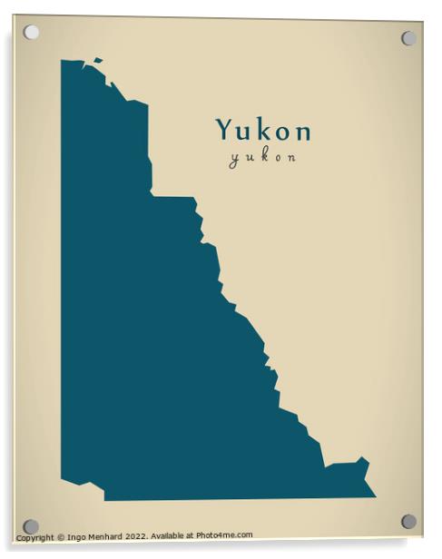 Modern Map - Yukon CA Acrylic by Ingo Menhard