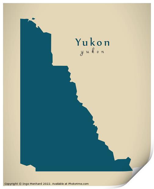 Modern Map - Yukon CA Print by Ingo Menhard