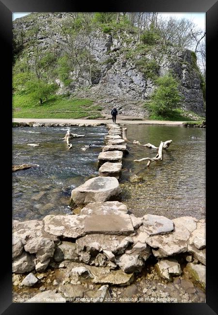 Stepping stones Dovedale. Framed Print by Tony Williams. Photography email tony-williams53@sky.com