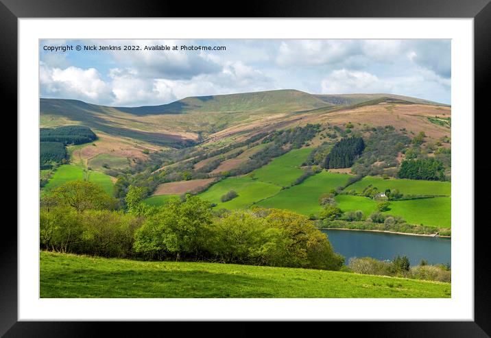Waun Rydd across the Talybont Valley Brecon Beacon Framed Mounted Print by Nick Jenkins
