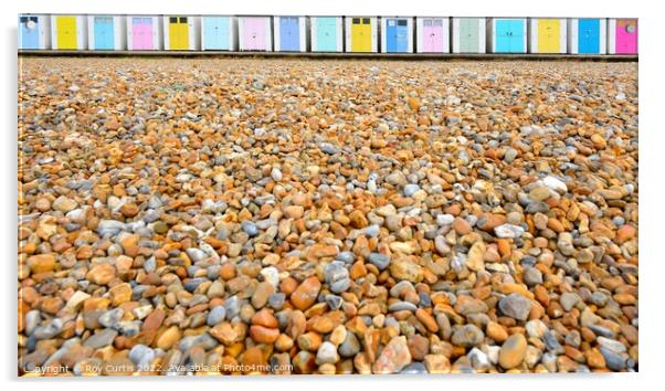 Beach Huts Acrylic by Roy Curtis