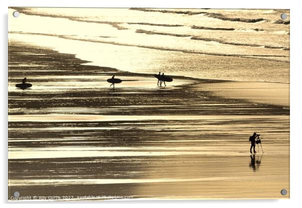 Beach Silhouettes Acrylic by Roy Curtis