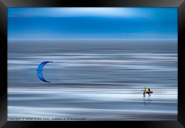 Kite Surfers  Framed Print by Adrian Evans