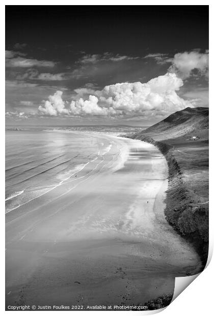 Rhossili Bay, Gower Peninsula, Wales Print by Justin Foulkes