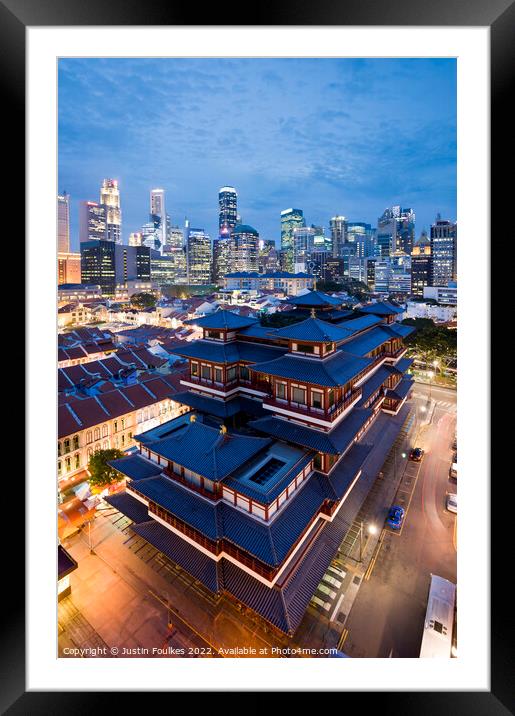 Buddha Tooth Relic Temple, Chinatown, Singapore Framed Mounted Print by Justin Foulkes