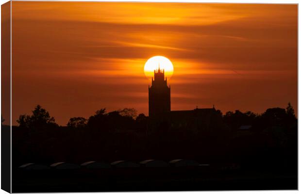 Sunset behind St Andrew's Church, Sutton-in-the-Isle, Cambs Canvas Print by Andrew Sharpe