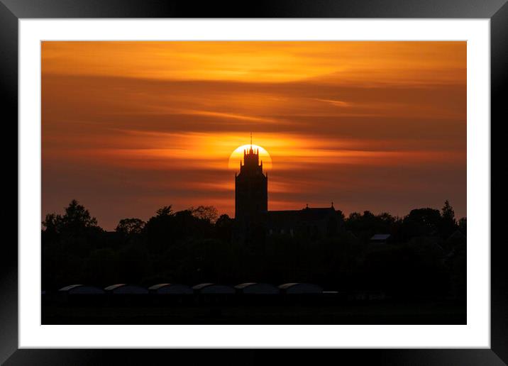 Sunset behind St Andrew's Church, Sutton-in-the-Isle, Cambs Framed Mounted Print by Andrew Sharpe