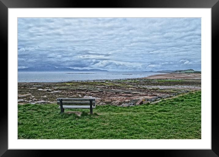 Abstract view Seamill beach and  mountains on Arra Framed Mounted Print by Allan Durward Photography