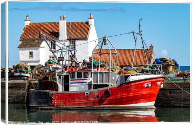 Fishing Boat Tied up at Pittenweem Harbour Fife Sc Canvas Print by Jimmy Thomson