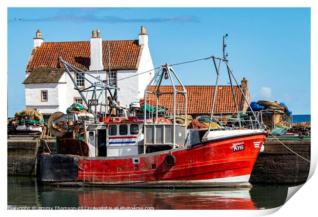 Fishing Boat Tied up at Pittenweem Harbour Fife Sc Print by Jimmy Thomson