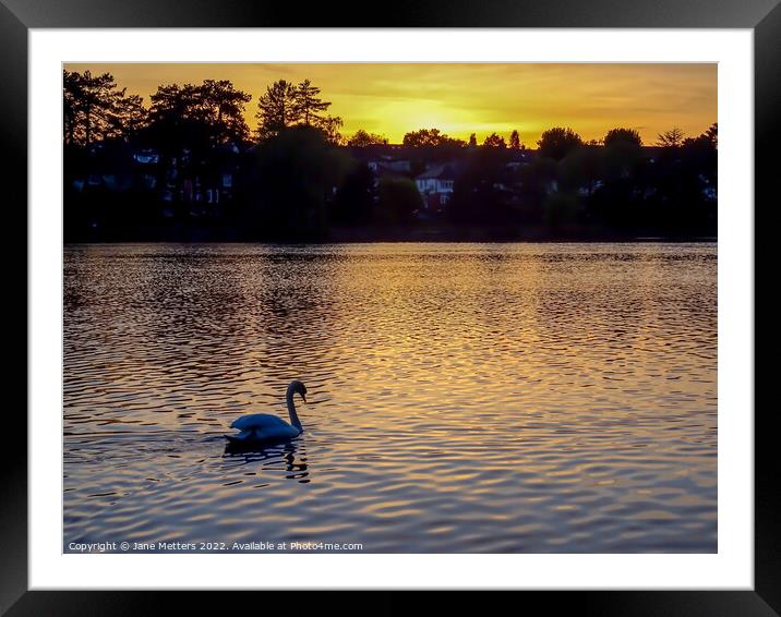 A Glorious Glow on the Lake  Framed Mounted Print by Jane Metters
