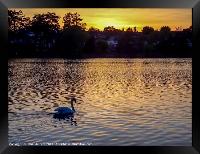 A Glorious Glow on the Lake  Framed Print by Jane Metters