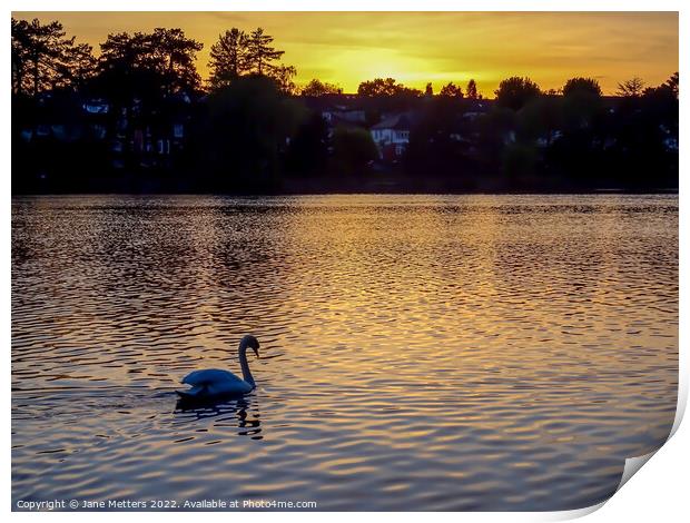 A Glorious Glow on the Lake  Print by Jane Metters