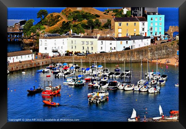 Harbour and Quay, Tenby, Wales. Framed Print by john hill