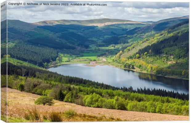 Talybont Reservoir and Valley Brecon Beacons Canvas Print by Nick Jenkins