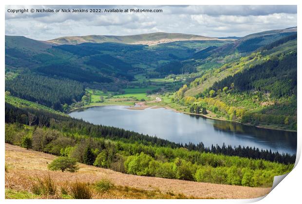 Talybont Reservoir and Valley Brecon Beacons Print by Nick Jenkins