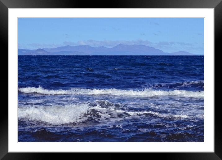 Arran viewed over choppy sea at Dunure Framed Mounted Print by Allan Durward Photography