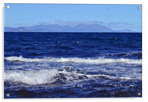 Arran viewed over choppy sea at Dunure Acrylic by Allan Durward Photography