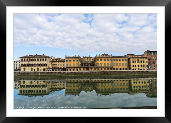 The palaces on the banks of the Arno River in Florence, Italy Framed Mounted Print by Sergio Delle Vedove