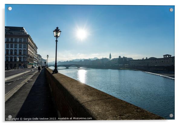 Riverside of Arno river in Florence, Italy Acrylic by Sergio Delle Vedove