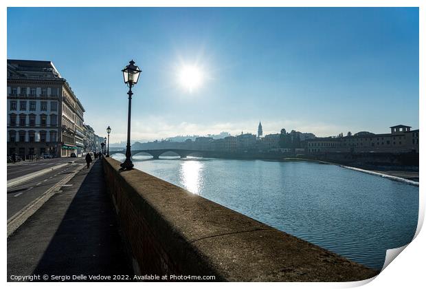 Riverside of Arno river in Florence, Italy Print by Sergio Delle Vedove