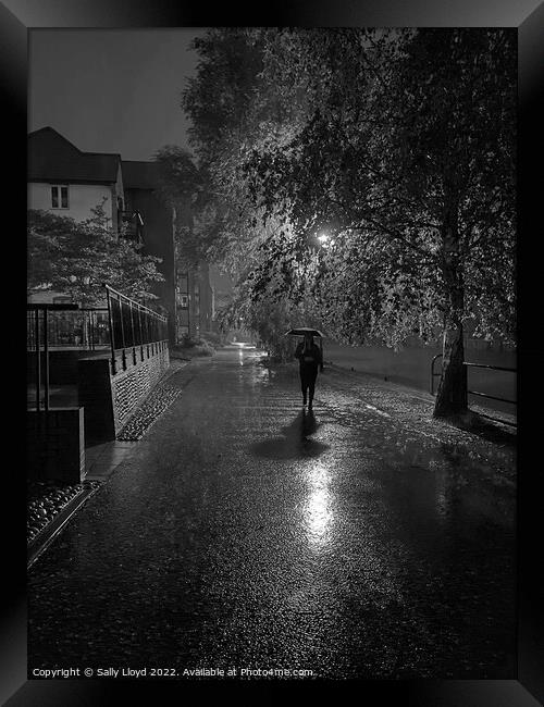 Rainy night on the Wensum Framed Print by Sally Lloyd