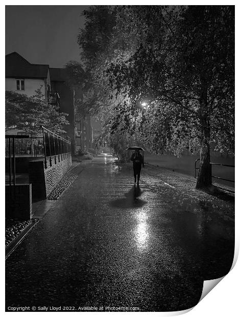 Rainy night on the Wensum Print by Sally Lloyd