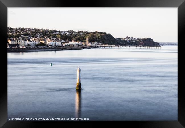 Lighthouse Beacon On The Ness At Shaldon Ay Dawn Framed Print by Peter Greenway