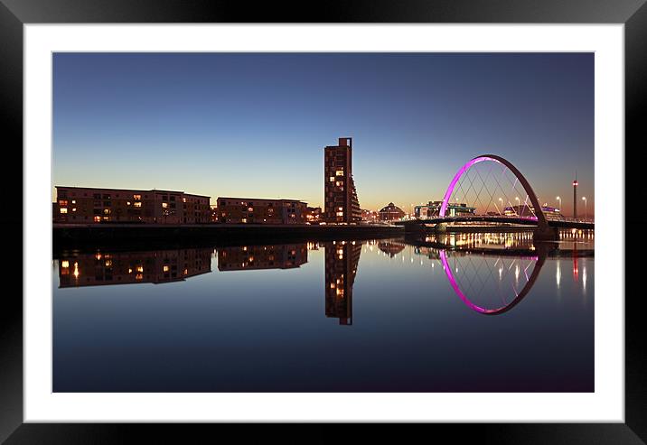 Glasgow Clyde Arc bridge reflection Framed Mounted Print by Grant Glendinning