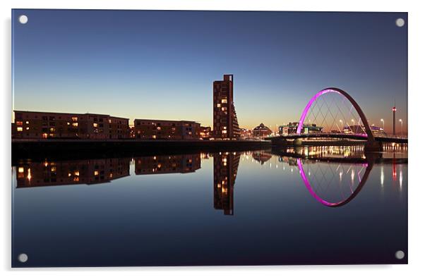 Glasgow Clyde Arc bridge reflection Acrylic by Grant Glendinning
