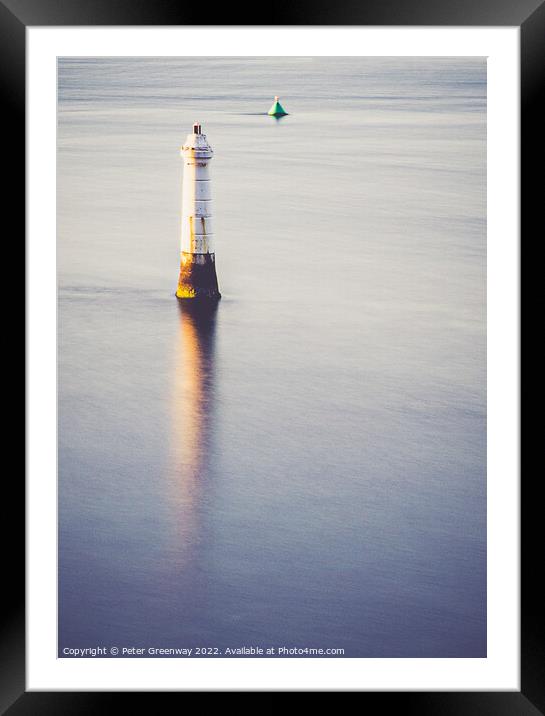 Lighthouse Beacon On The Ness At Shaldon Ay Dawn Framed Mounted Print by Peter Greenway