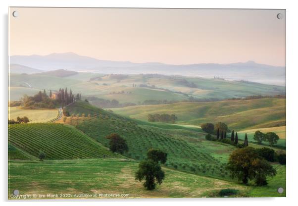 Morning Light Over Podere Belvedere, Tuscany Acrylic by Jim Monk