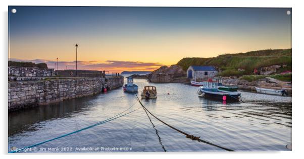 Ballintoy Harbour Sunrise Acrylic by Jim Monk