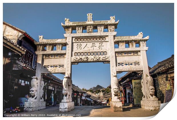 Entrance Gate Ancient Town Outside Guiyang Guizhou China Print by William Perry