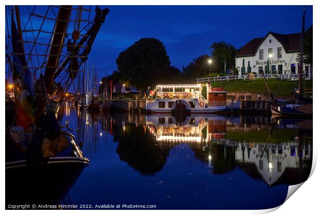 Home port (Heimathafen) during blue hour Print by Andreas Himmler