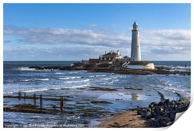 St Marys Lighthouse, Tyne and Wear. Print by Jim Monk