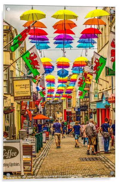 Umbrella Stroll in Caernarfon Acrylic by Ian Stone