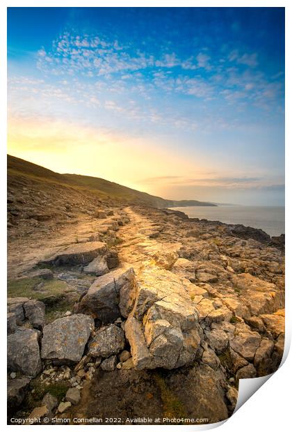 Sunrise Heritage Coast, South Wales Print by Simon Connellan