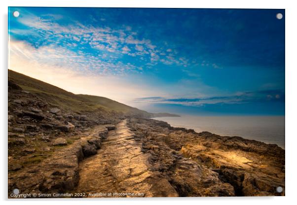Walking the Wales Coast Path, Southerndown Acrylic by Simon Connellan