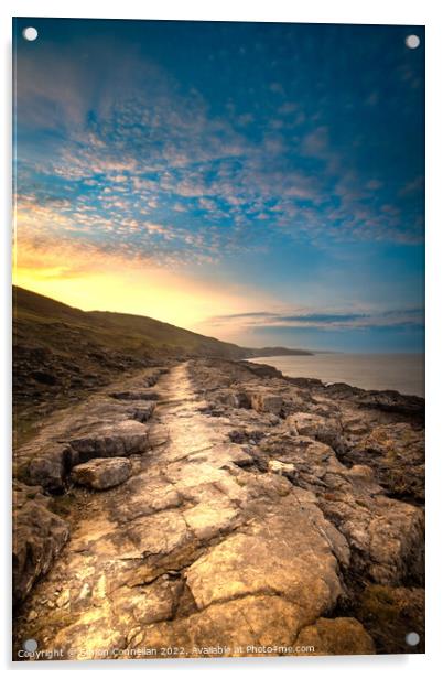 Sunrise Heritage Coast, South Wales Acrylic by Simon Connellan