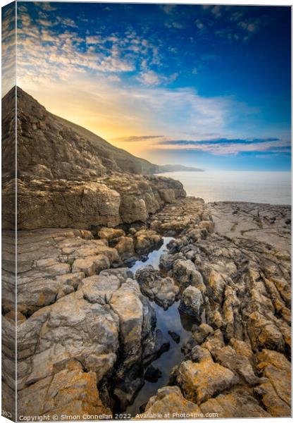 Rockpools on the Wales Coastal Path Canvas Print by Simon Connellan