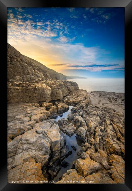 Rockpools on the Wales Coastal Path Framed Print by Simon Connellan