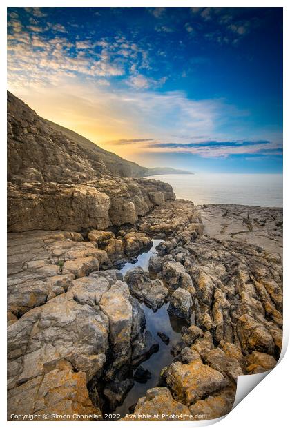 Rockpools on the Wales Coastal Path Print by Simon Connellan