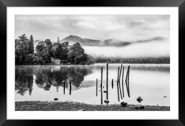 Lake District - Derwent Ilse on Derwent Water Mono Framed Mounted Print by Will Ireland Photography