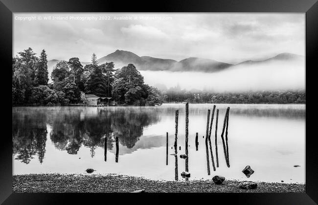 Lake District - Derwent Ilse on Derwent Water Mono Framed Print by Will Ireland Photography