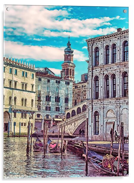 Corner on the Rialto - Venice Acrylic by Philip Openshaw