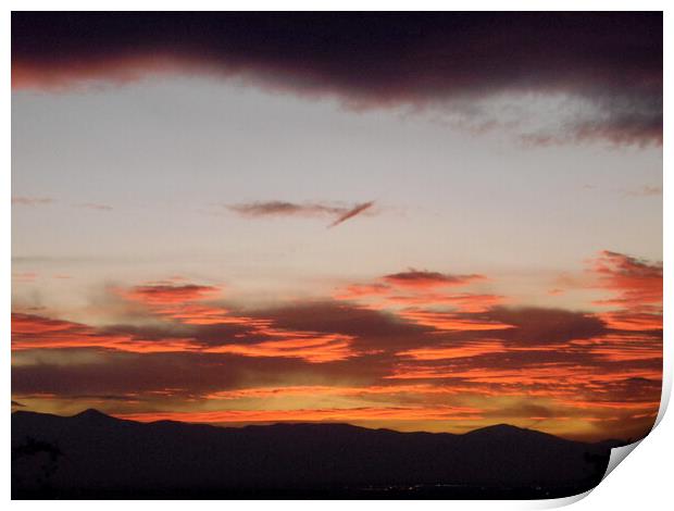 Angry sunset Print by Stephanie Moore