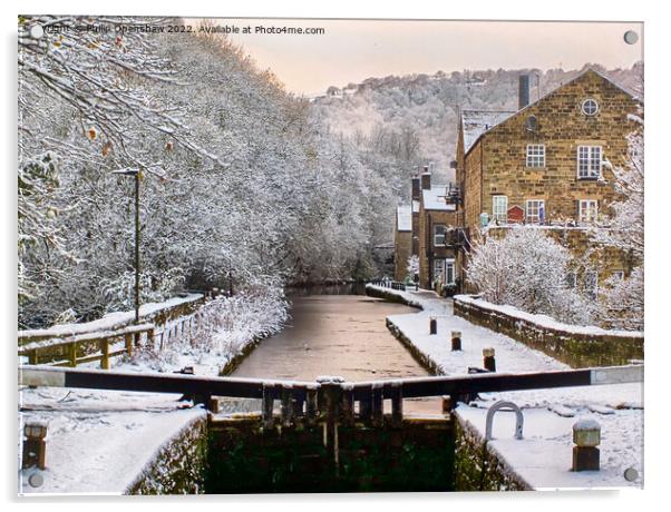 Winter Snow - The Rochdale Canal at Hebden Bridge Acrylic by Philip Openshaw